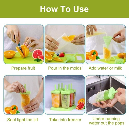6Pcs Popsicle Molds Reusable Ice Cream DIY Ice Pop Maker Ice Bar Maker