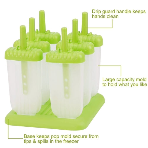 6Pcs Popsicle Molds Reusable Ice Cream DIY Ice Pop Maker Ice Bar Maker