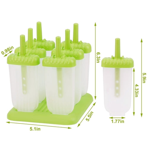 6Pcs Popsicle Molds Reusable Ice Cream DIY Ice Pop Maker Ice Bar Maker