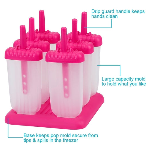 6Pcs Popsicle Molds Reusable Ice Cream DIY Ice Pop Maker Ice Bar Maker